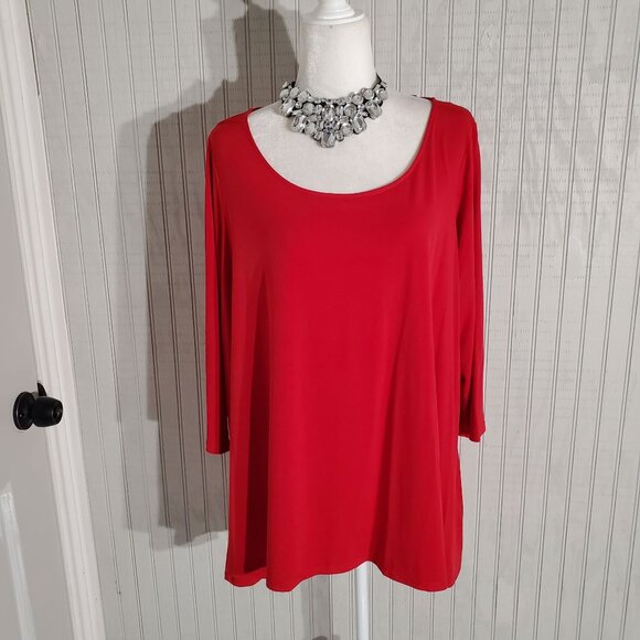 LIZ CLAIBORNE TUNIC 3/4 SLEEVE POLY-SPANDEX SIZE 1X - Picture 1 of 8